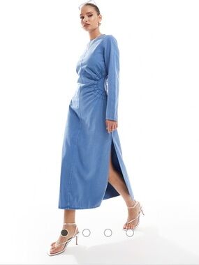 ASOS DESIGN denim blue acid wash midi dress NWT size 10